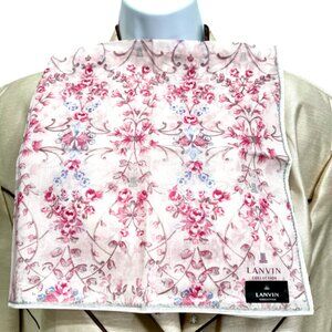 New tag on Lanvin Collection Mini Scarf 23" light pink  metalic floral logo(90)